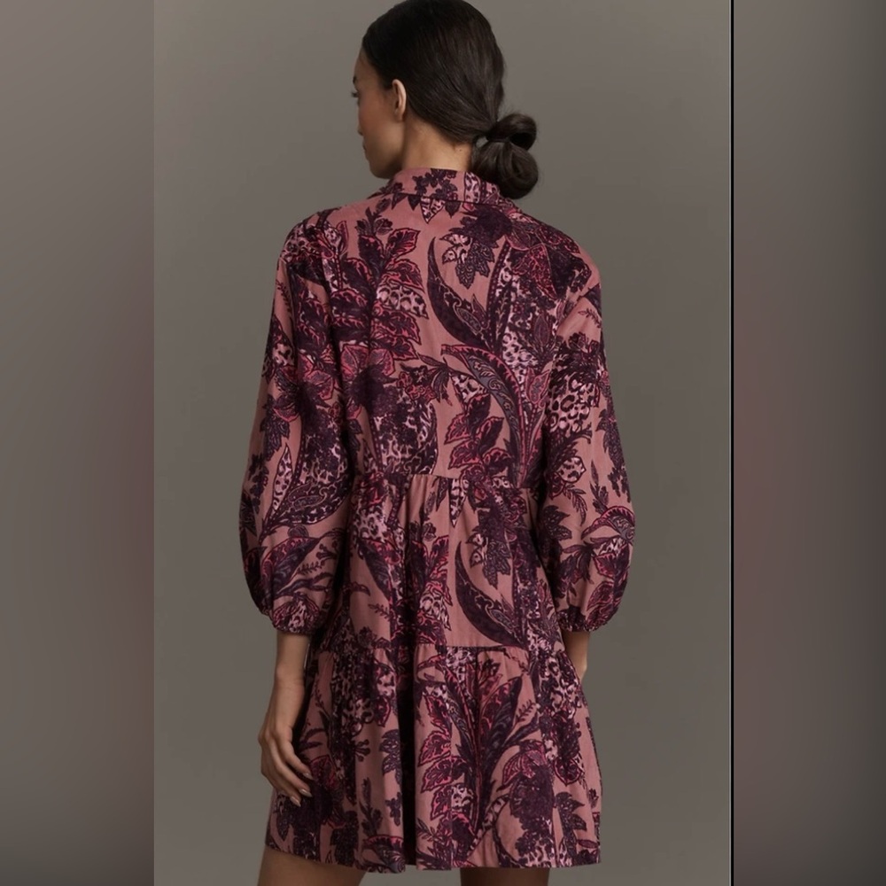 Anthropologie The Bettina Corduroy Tiered Mini Shirt Dress by Maeve. Size M - Picture 11 of 11